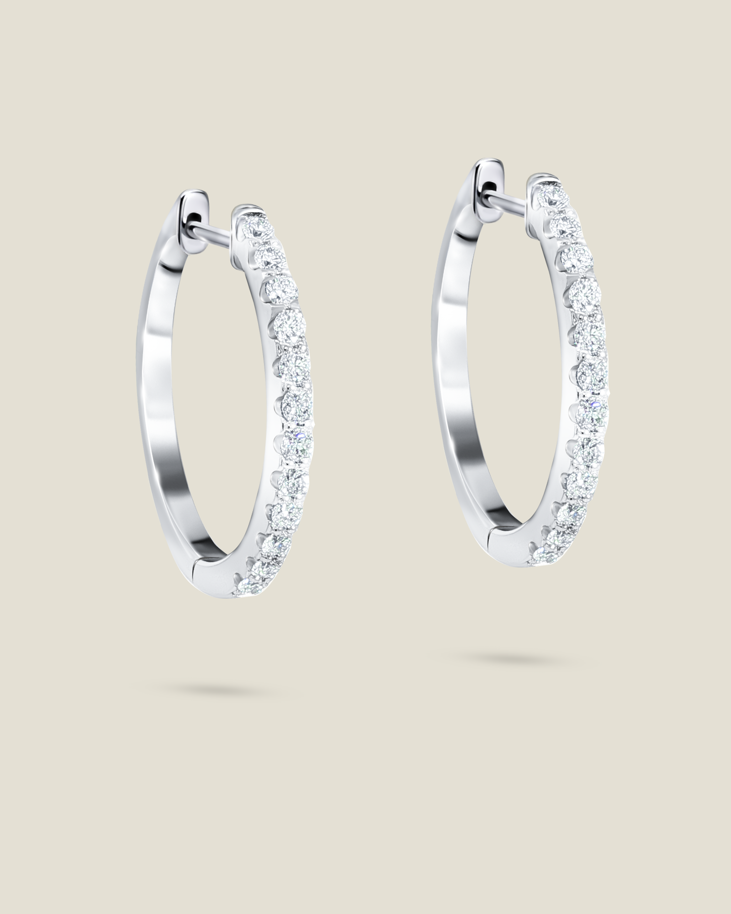 18K White Gold Huggie Earrings