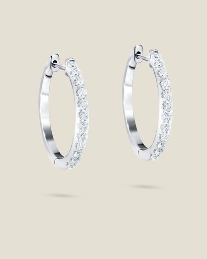18K White Gold Huggie Earrings