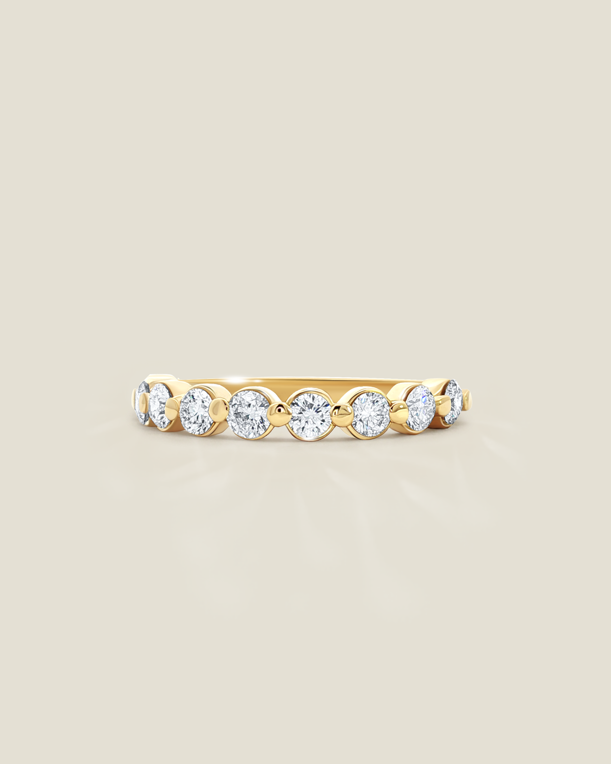 18K Yellow Gold 0.90 ctw Nine Stone Shared Prong Diamond Band