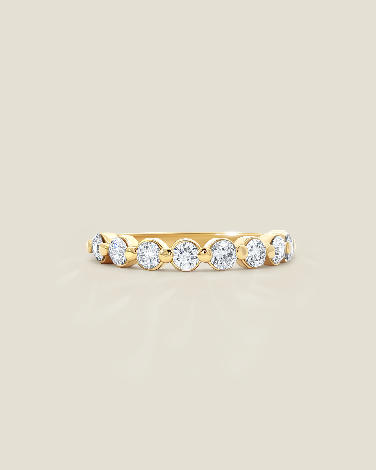 18K Yellow Gold 0.90 ctw Nine Stone Shared Prong Diamond Band