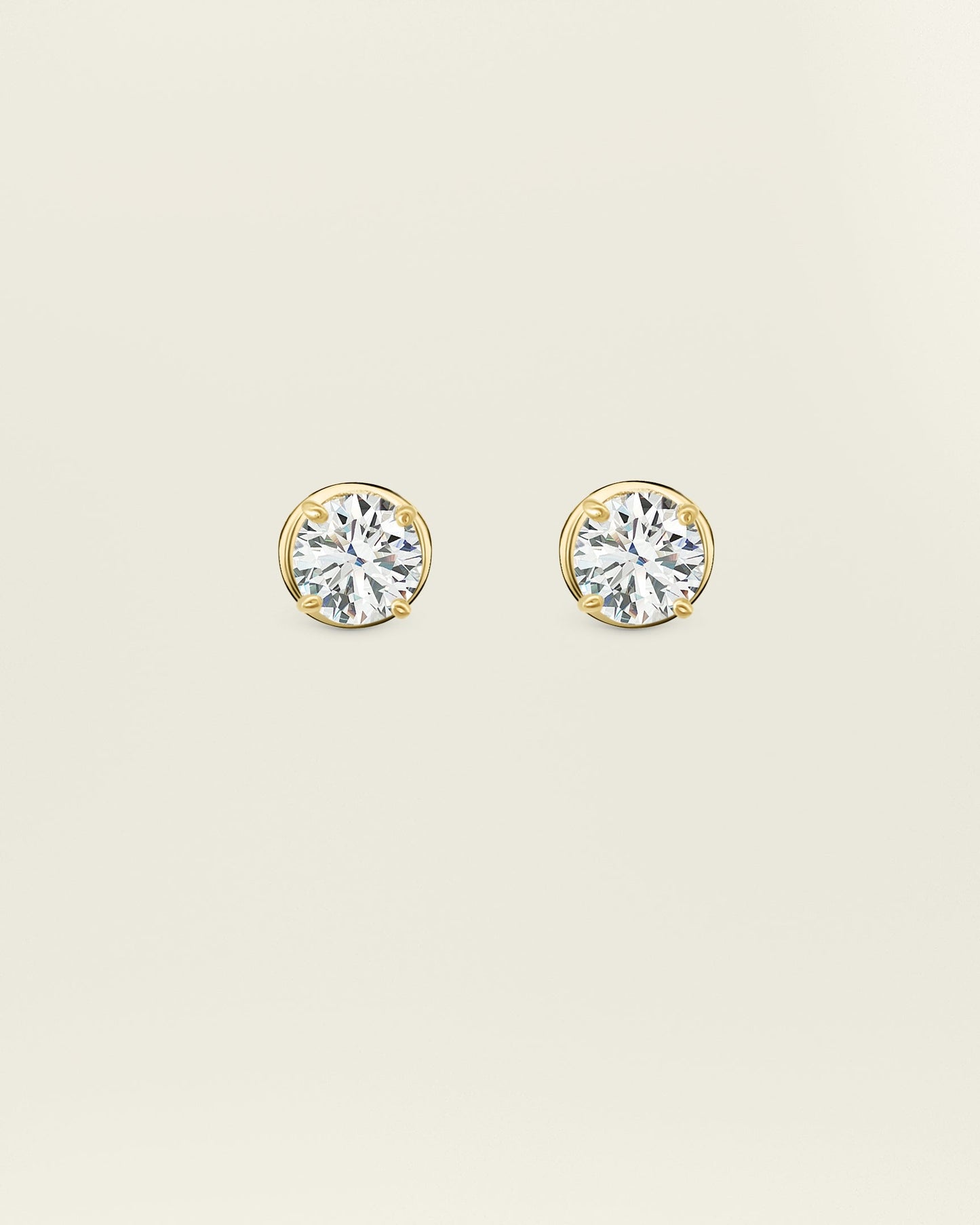 18K Yellow Gold 1.00 ct Round Diamond Solitaire Studs