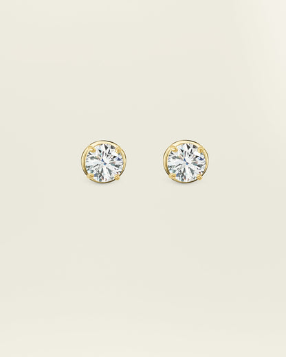 18K Yellow Gold 1.00 ct Round Diamond Solitaire Studs