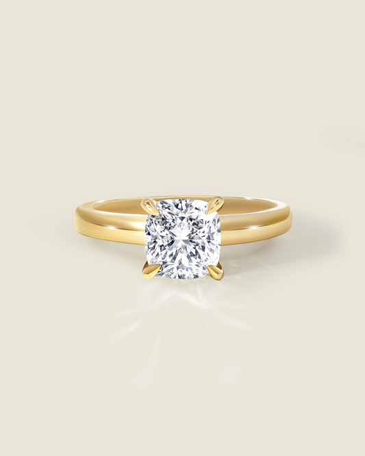 18K Yellow Gold 1.72 ctw E/VS1 Sq. Cushion Osheeli Solitaire Ring