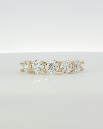 18K Yellow Gold 2.50 ctw Five Stone U-Prong Diamond Band