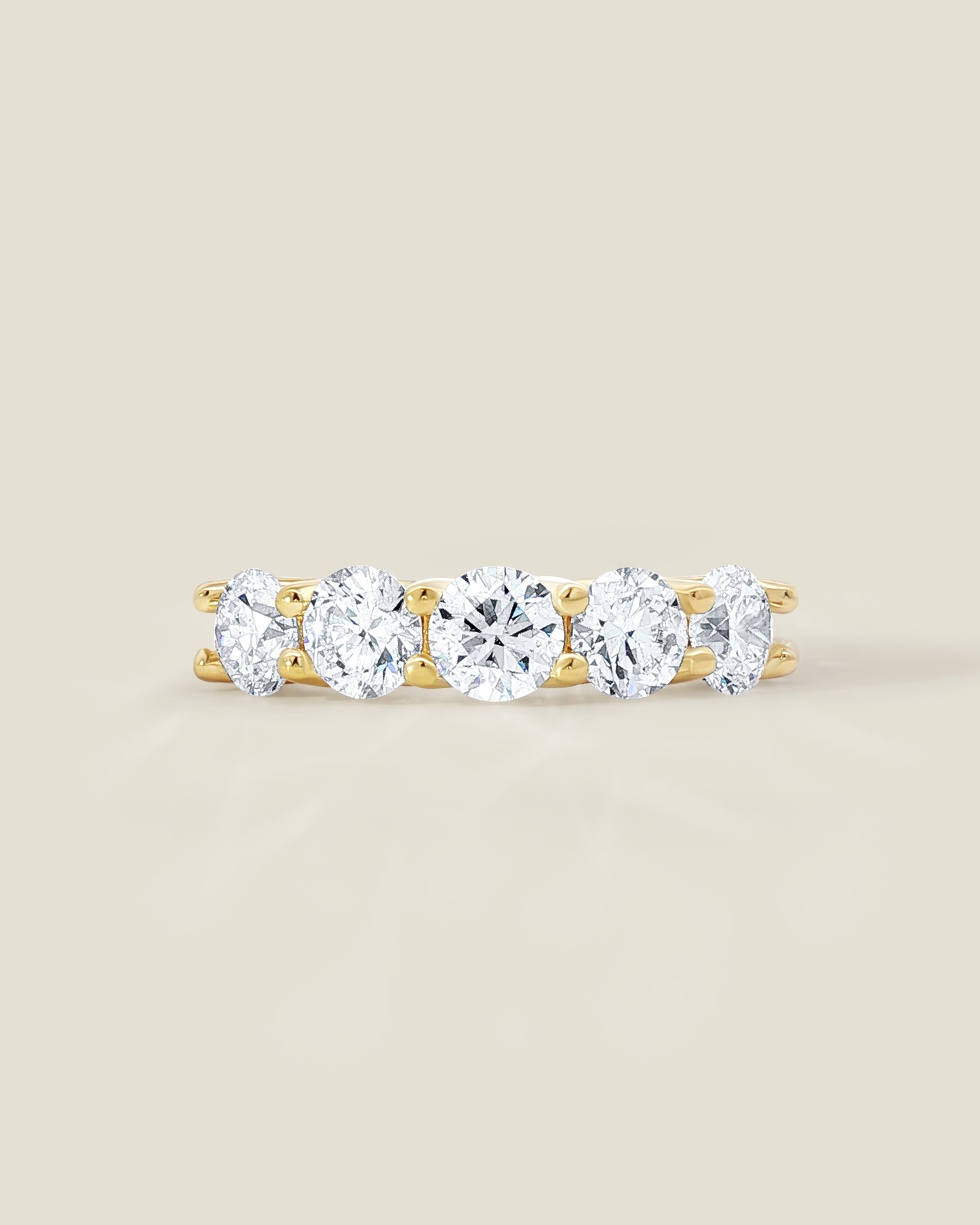 18K Yellow Gold 2.50 ctw Five Stone U-Prong Diamond Band