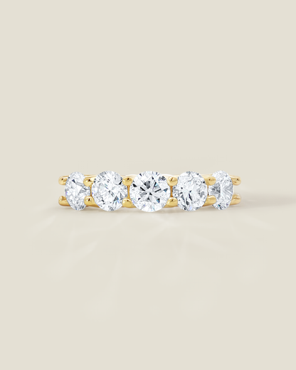 18K Yellow Gold 2.50 ctw Five Stone U-Prong Diamond Band