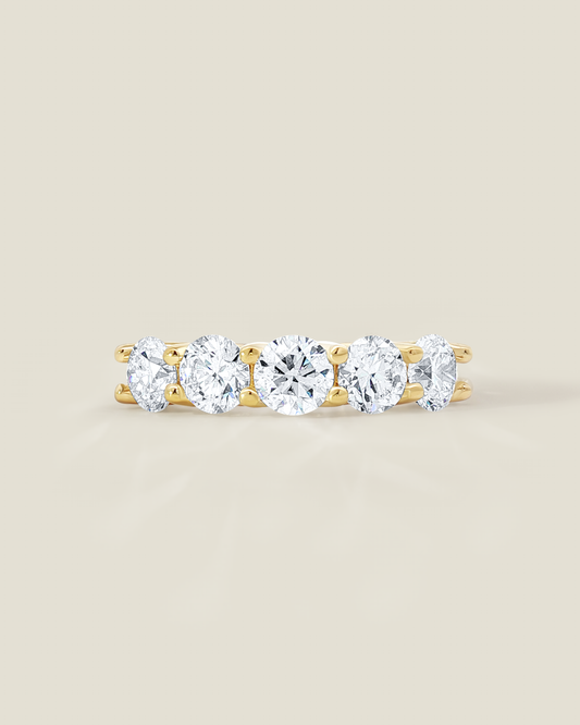 18K Yellow Gold 2.50 ctw Five Stone U-Prong Diamond Band