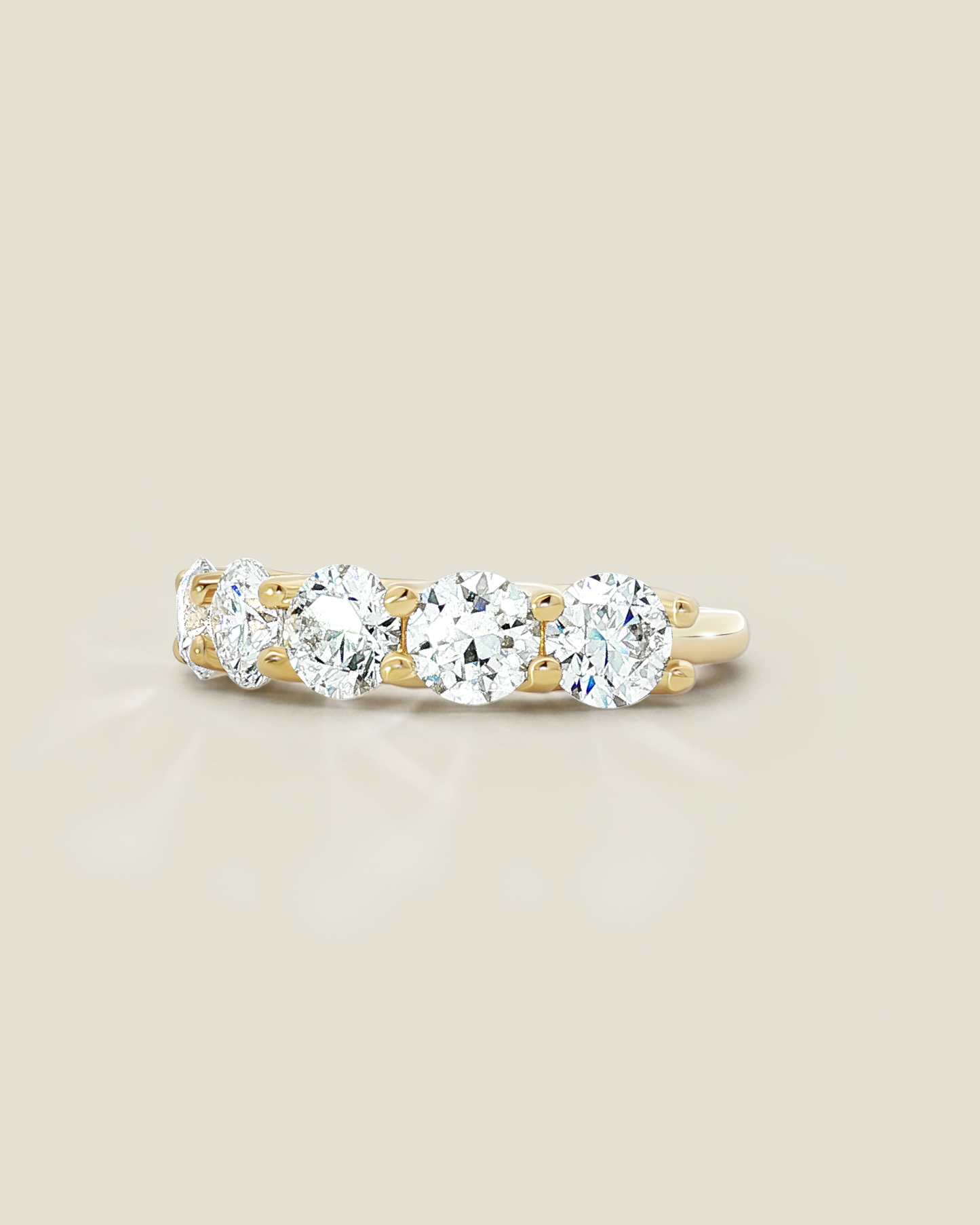 18K Yellow Gold 2.50 ctw Five Stone U-Prong Diamond Band