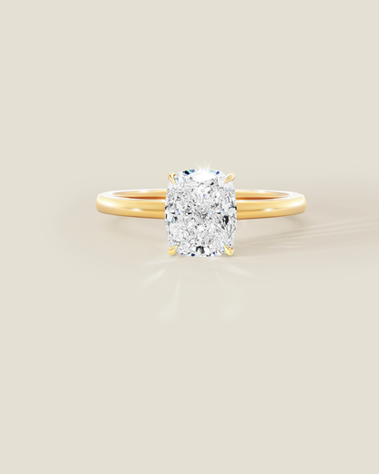 18K Yellow Gold 2.56 ctw G/VS2 Cushion Ontaango Solitaire Ring Set
