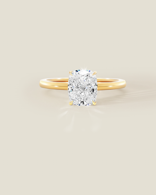 18K Yellow Gold 2.56 ctw G/VS2 Cushion Ontaango Solitaire Ring Set