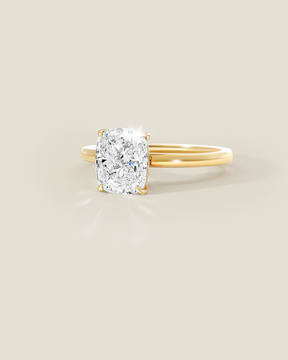 18K Yellow Gold 2.56 ctw G/VS2 Cushion Ontaango Solitaire Ring Set