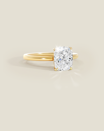 18K Yellow Gold 2.56 ctw G/VS2 Cushion Ontaango Solitaire Ring Set