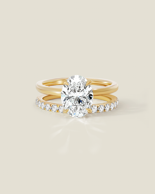 18K Yellow Gold 2.56 ctw H/VS1 Oval Ontaango Ring Set