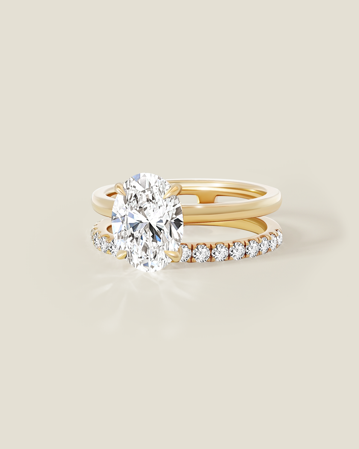 18K Yellow Gold 2.56 ctw H/VS1 Oval Ontaango Ring Set