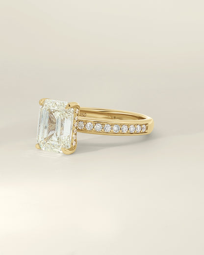 18K Yellow Gold 3.37 ctw Emerald Osino Hidden Halo Solitaire Ring