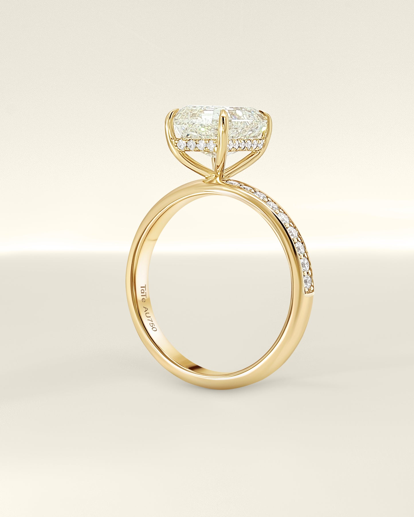 18K Yellow Gold 3.37 ctw Emerald Osino Hidden Halo Solitaire Ring