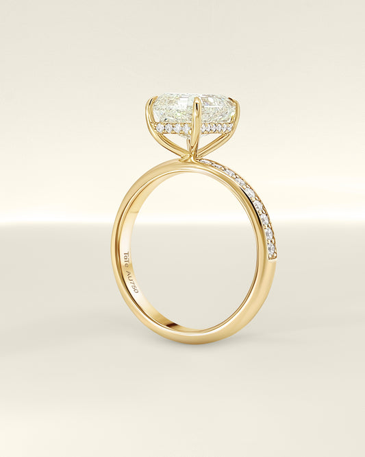 18K Yellow Gold 3.37 ctw Emerald Osino Hidden Halo Solitaire Ring