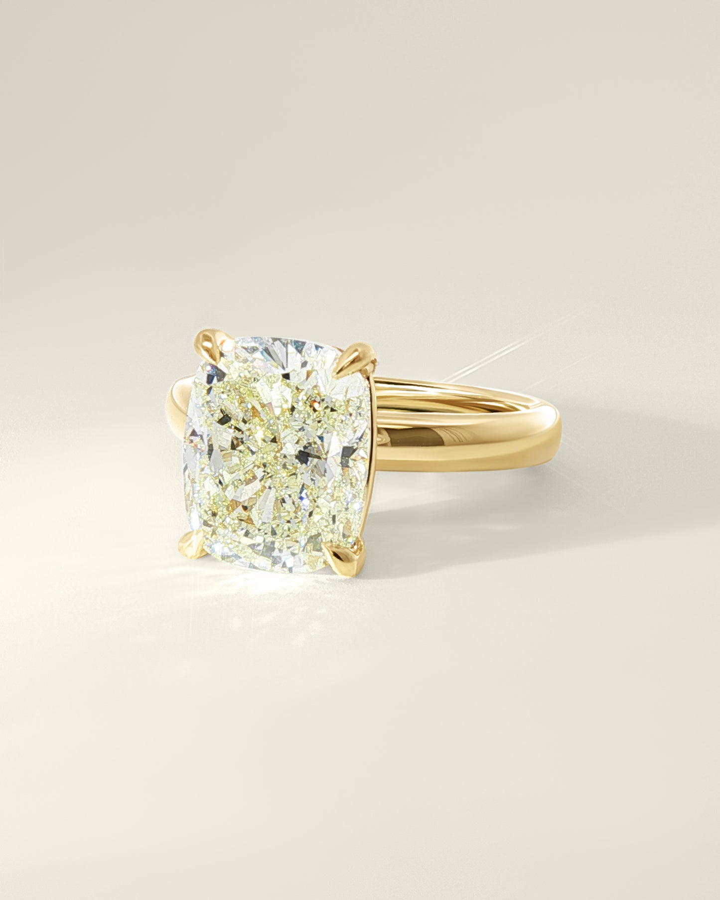 18K Yellow Gold 5.13 ctw Cushion Osino Signature Solitaire Ring