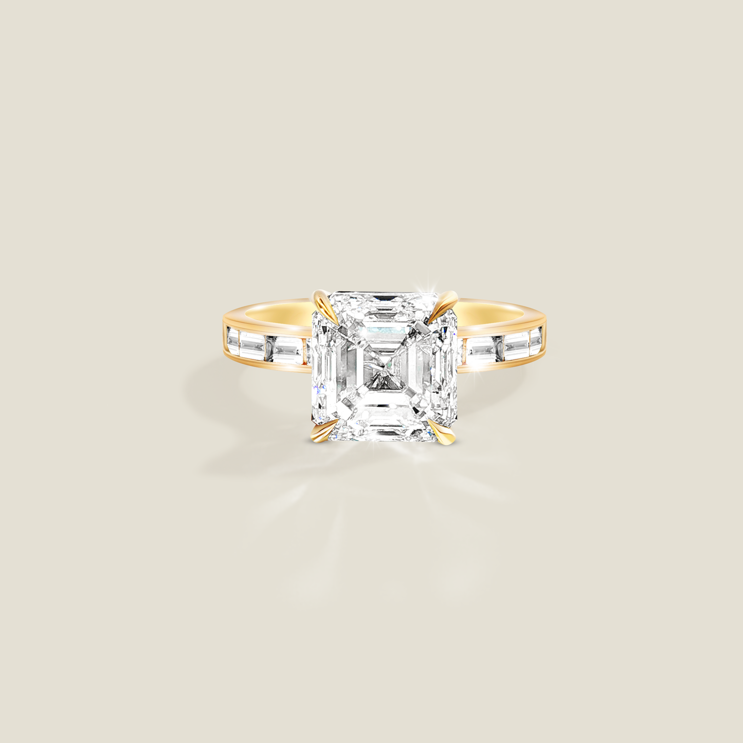 18K Yellow Gold 5.53 ctw Asscher Osino Signature Solitaire Ring