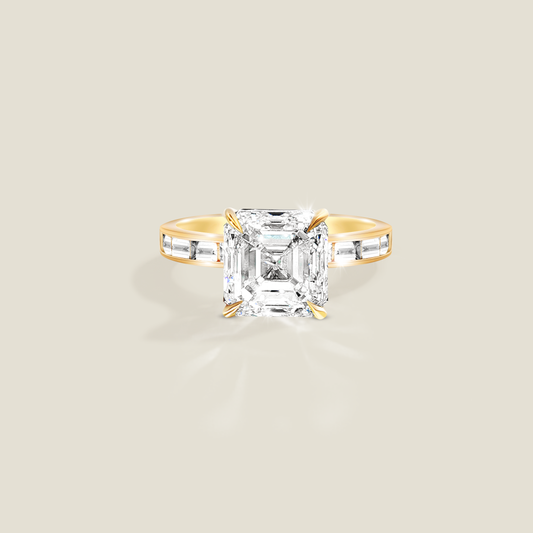 18K Yellow Gold 5.53 ctw Asscher Osino Signature Solitaire Ring