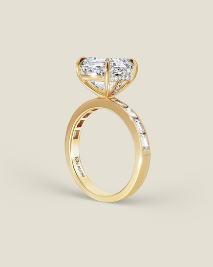 18K Yellow Gold 5.53 ctw Asscher Osino Signature Solitaire Ring