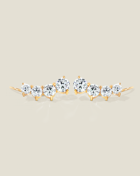 18K Yellow Gold Diamond Ear Climbers