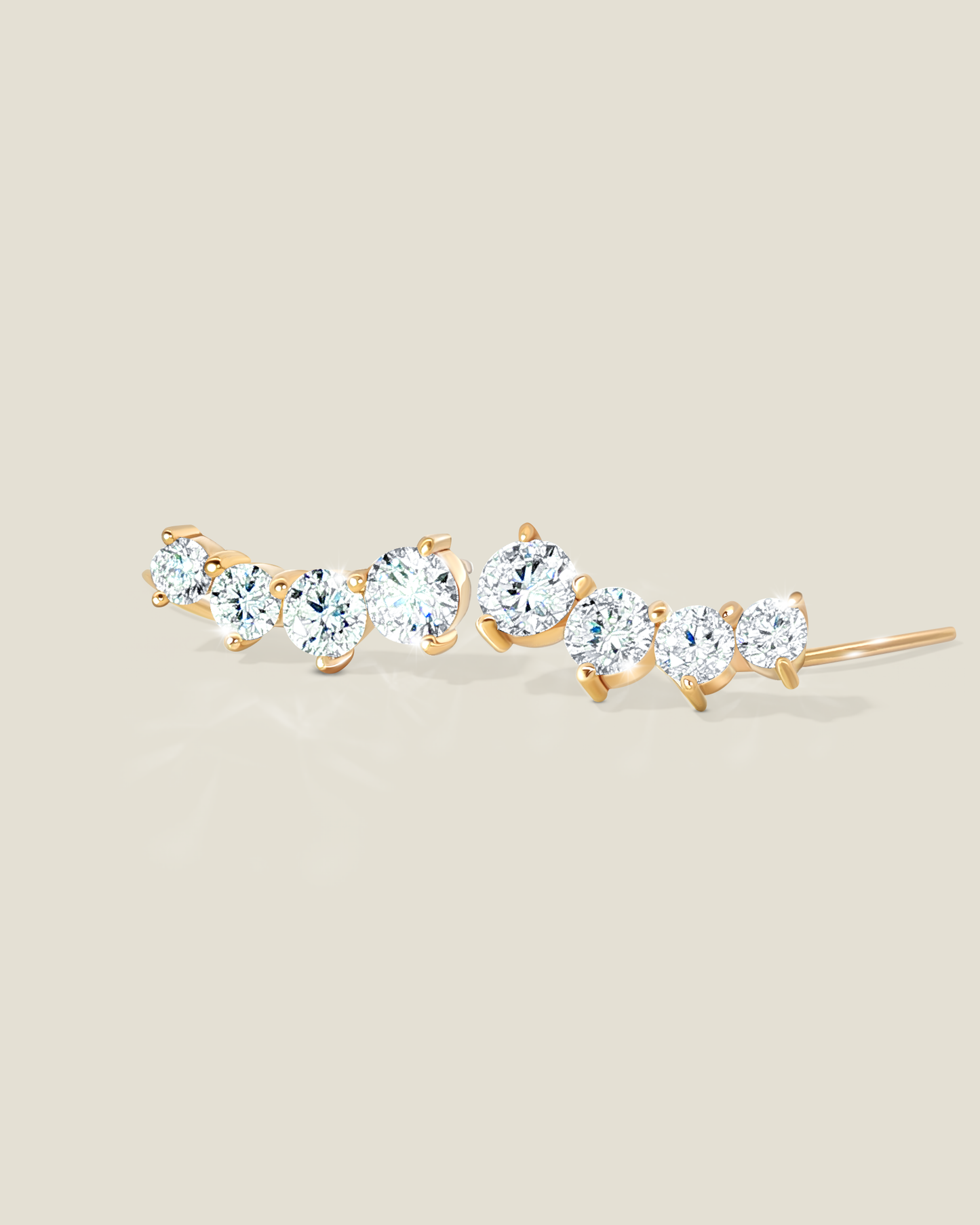 18K Yellow Gold Diamond Ear Climbers