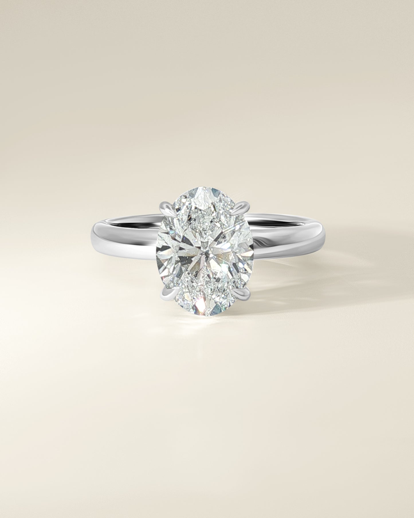 Platinum 2.62 ctw Oval Osino Hidden Halo Solitaire Ring