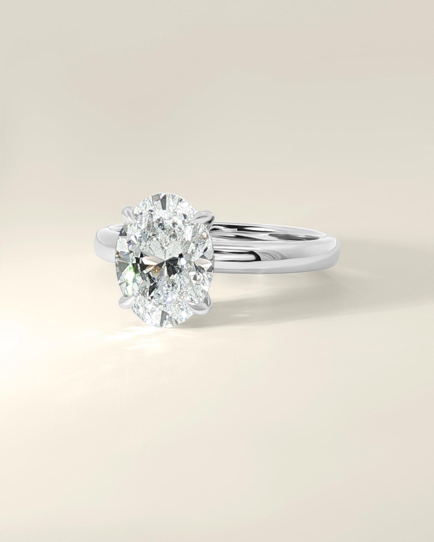 Platinum 2.62 ctw Oval Osino Hidden Halo Solitaire Ring