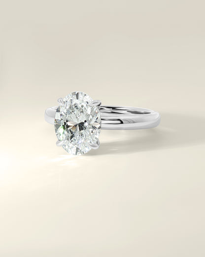 Platinum 2.62 ctw Oval Osino Hidden Halo Solitaire Ring