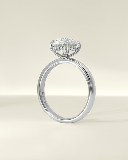 Platinum 2.62 ctw Oval Osino Hidden Halo Solitaire Ring