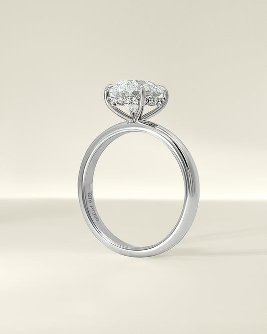 Platinum 2.62 ctw Oval Osino Hidden Halo Solitaire Ring