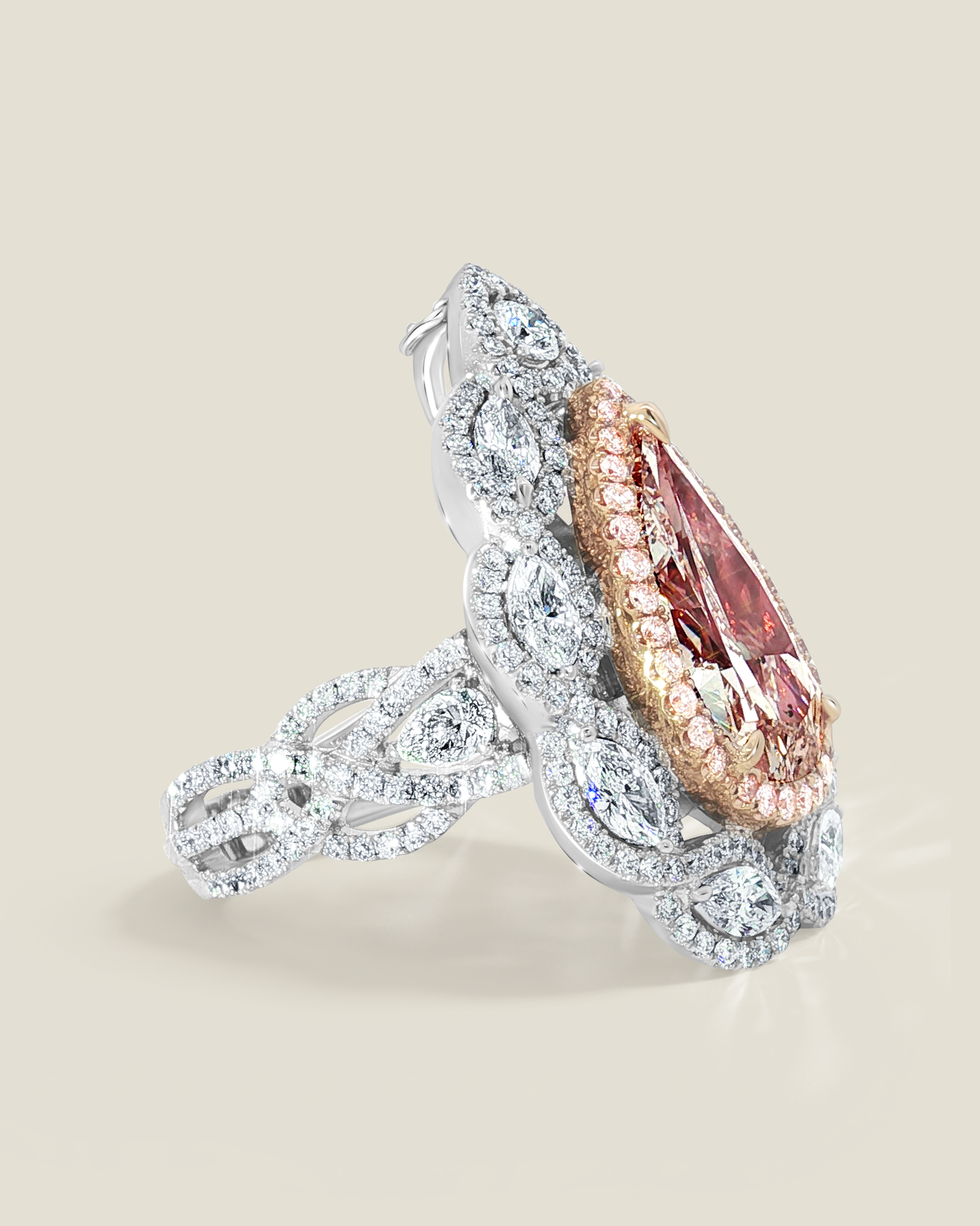 Platinum 7.52 ctw Light Pink Pear Shaped Diamond Convertible Ring/Pendant