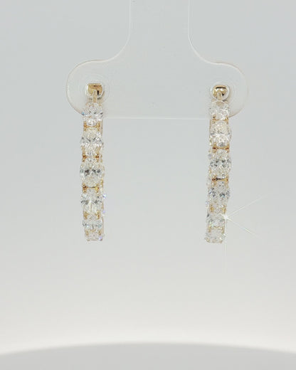 18K Gold 2.42 ct Oval Diamond In & Out Hoops