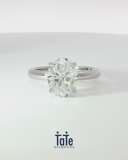 Platinum 2.62 ctw Oval Osino Hidden Halo Solitaire Ring