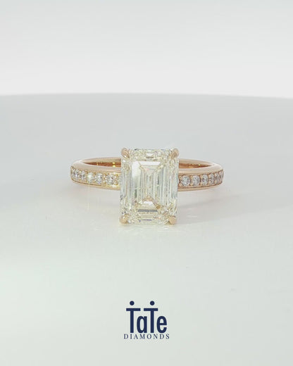 18K Yellow Gold 3.37 ctw Emerald Osino Hidden Halo Solitaire Ring