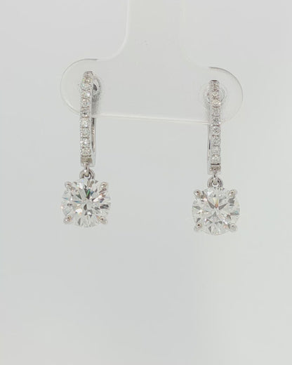 18K White Gold 0.48 - 2.21 ct Round Diamond Drop Earrings