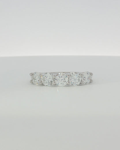 18K White Gold 1.50 ctw Five Stone U-Prong Diamond Band