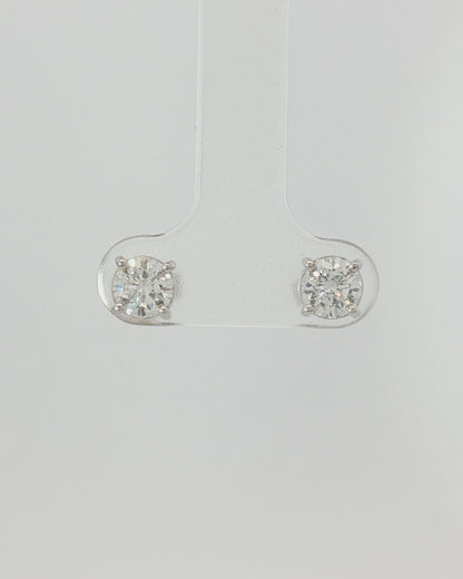 18K White Gold 1.00 ct Round Diamond Solitaire Studs