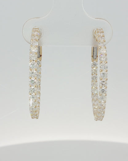 18K Gold 1.62 ct Round Diamond Hoop Earrings