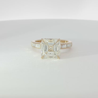 18K Yellow Gold 5.53 ctw Asscher Osino Signature Solitaire Ring
