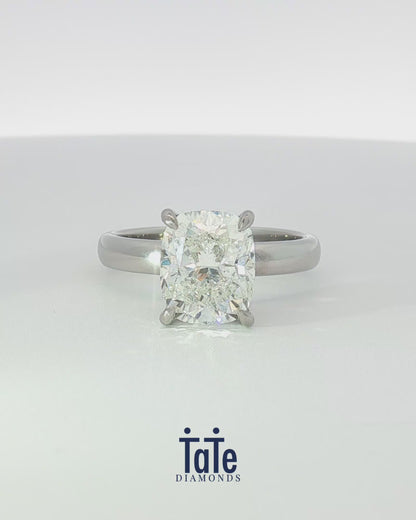 Platinum 3.71 ctw Cushion Osino Signature Solitaire Ring