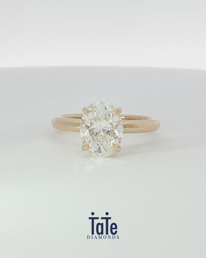 18K Yellow Gold 2.19 ctw Oval Osino Hidden Halo Solitaire Ring