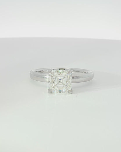 18K White Gold 2.01 ctw J/SI2 Sq. Emerald Osheeli Solitaire Ring