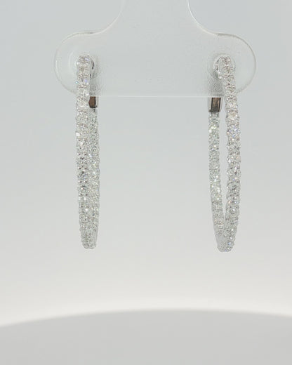 18K Gold 1.05 ct Round Diamond Hoop Earrings
