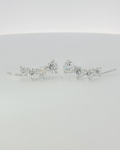 18K White Gold Diamond Ear Climbers