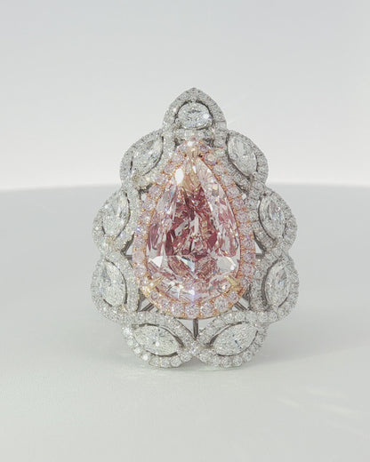 Platinum 7.52 ctw Light Pink Pear Shaped Diamond Convertible Ring/Pendant