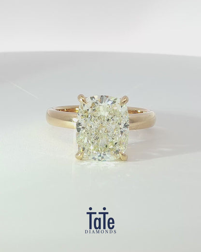 18K Yellow Gold 5.13 ctw Cushion Osino Signature Solitaire Ring