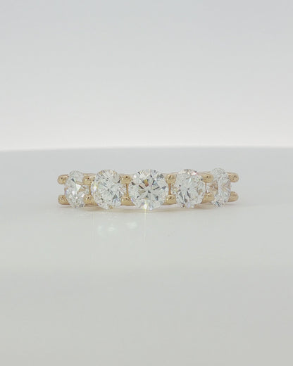 18K Yellow Gold 2.50 ctw Five Stone U-Prong Diamond Band